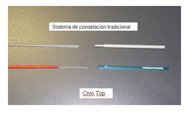 Dispositivo de vitrificación y un contendor para los ovocitos